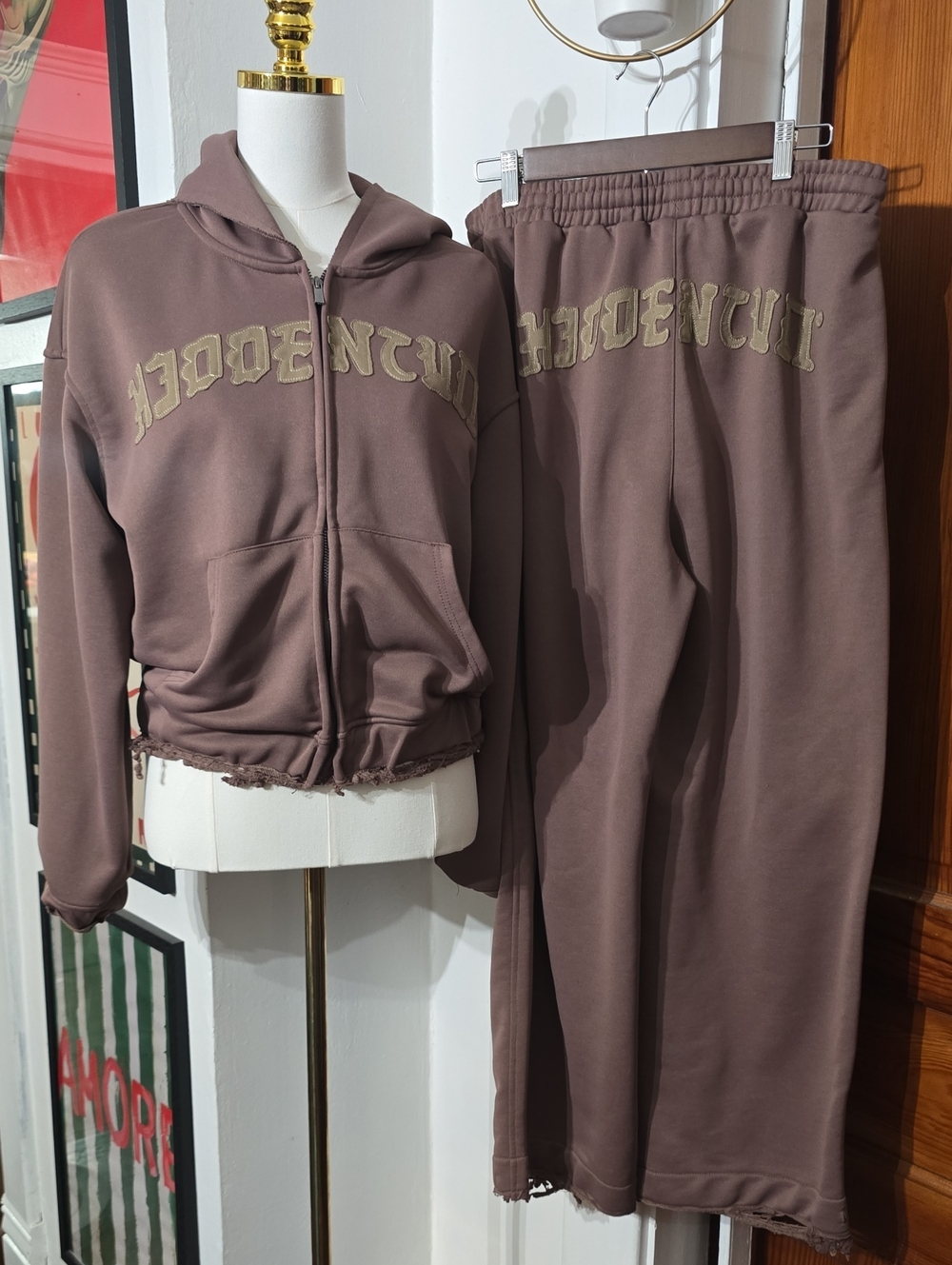 Hidden Cult Brown Hooded Sweatshirt & Jogger Set